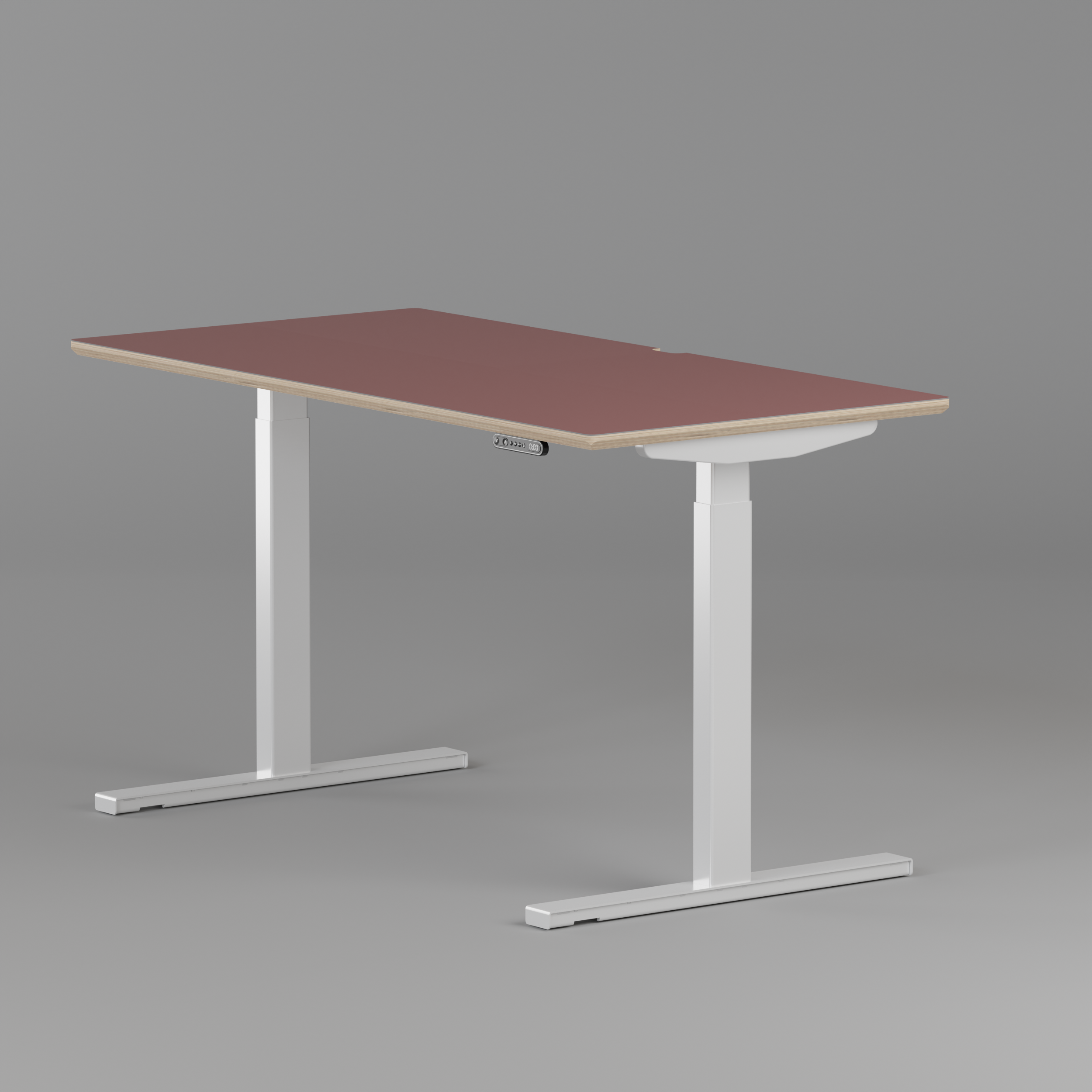 Model 301 | Height Adjustable Desk/Standing Desk (55"x27") | Rosso | White Legs