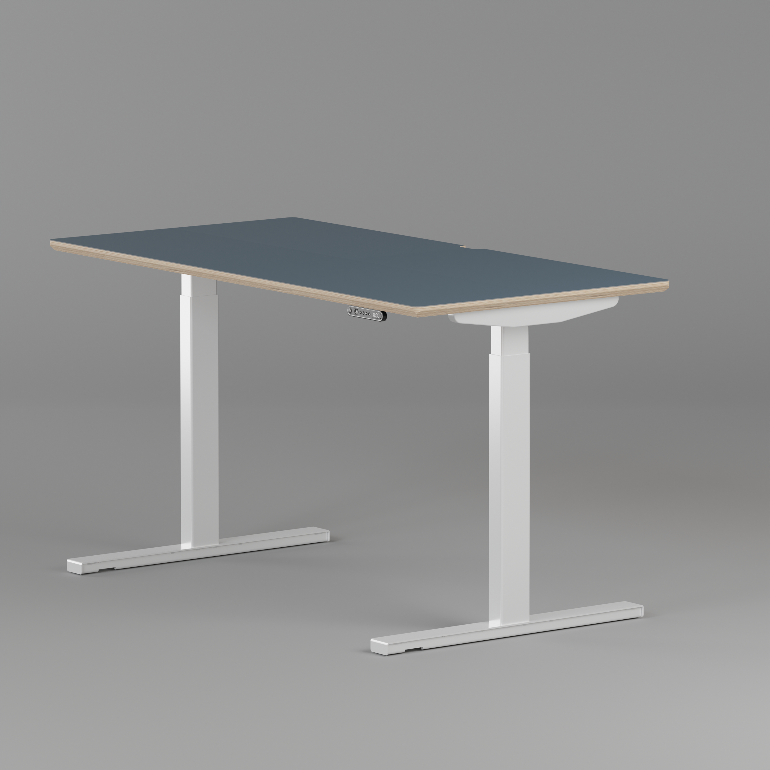 Model 301 | Height Adjustable Desk/Standing Desk (55"x27") | Yale Blue | White Legs