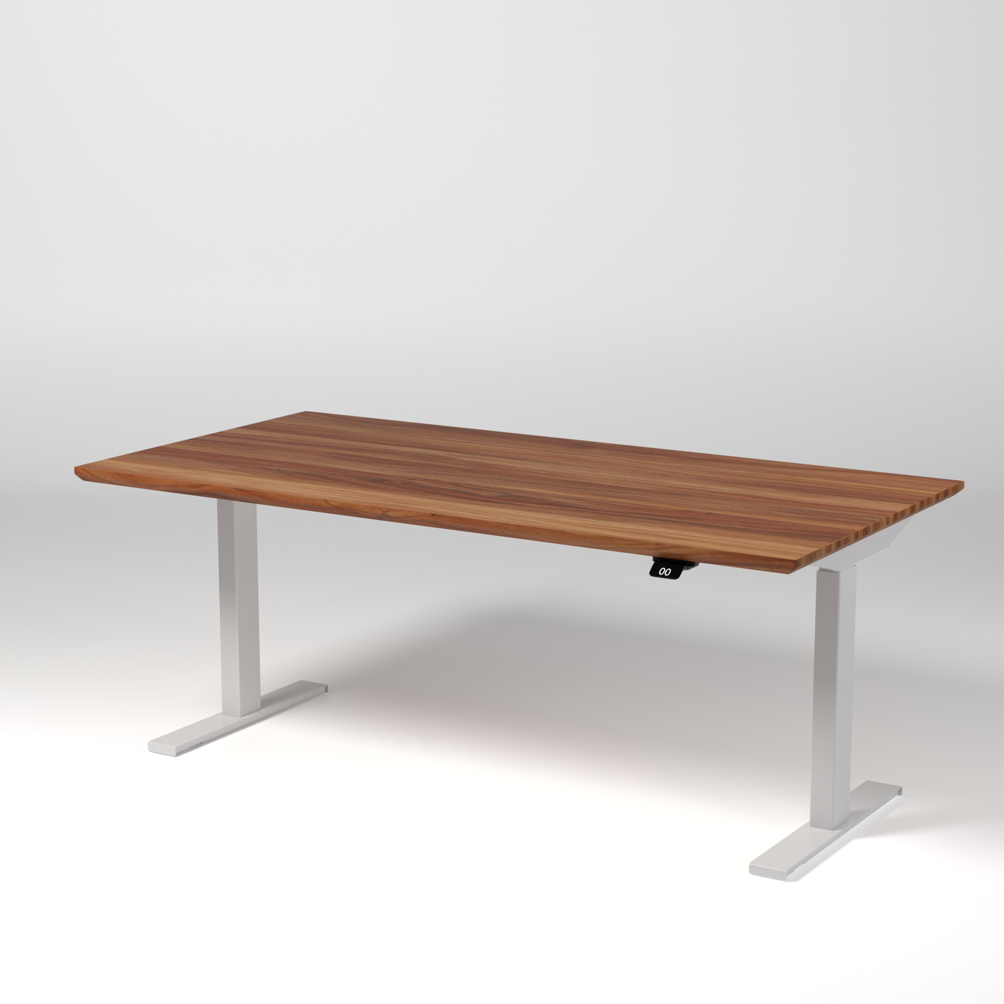 Model 304 | Pro High-Speed Solid-Wood Desk (58"x29") | Teak Wood | White Legs