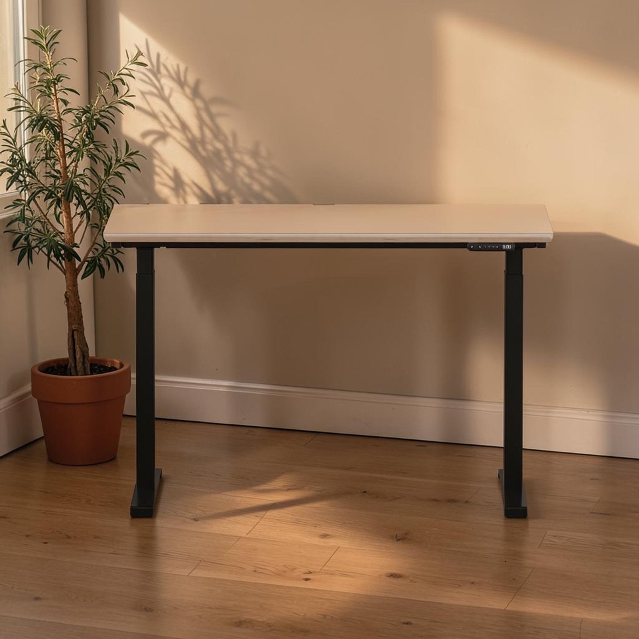 Model 301 | Height Adjustable Desk/Standing Desk (48"x24") | Beige | Black Legs