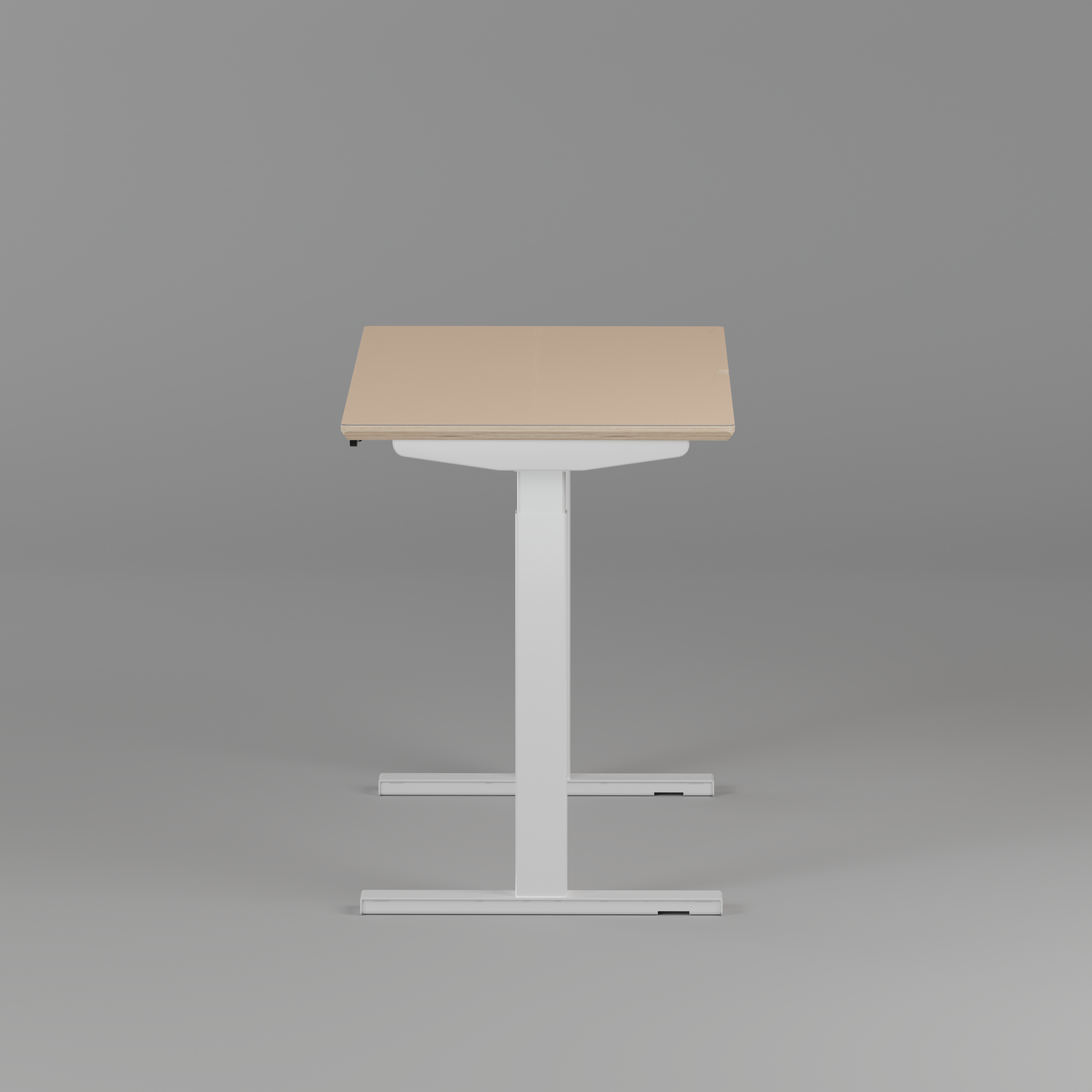 Model 301 | Height Adjustable Desk/Standing Desk (48"x24") | Beige | White Legs