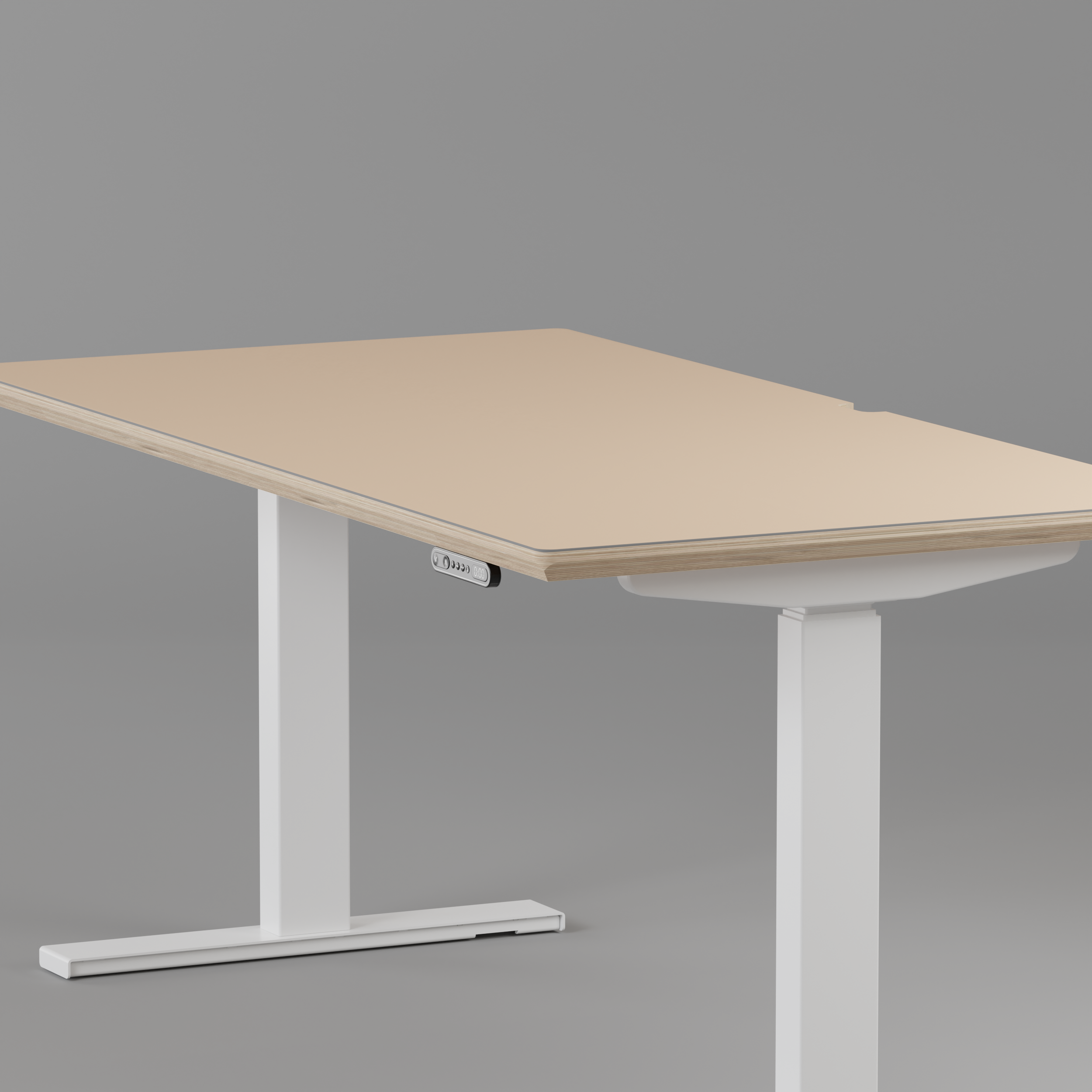 Model 301 Electric Standing Desk | Beige | 55 x 27 in | White Legs