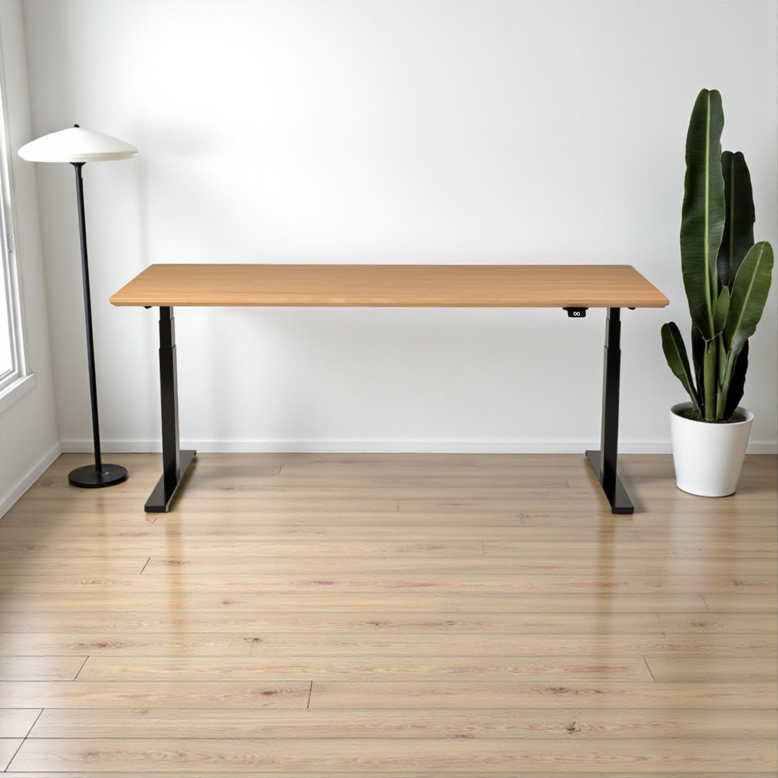 Model 304 | Pro High-Speed Solid-Wood Desk (68"x29") | Oak Wood | Black Legs