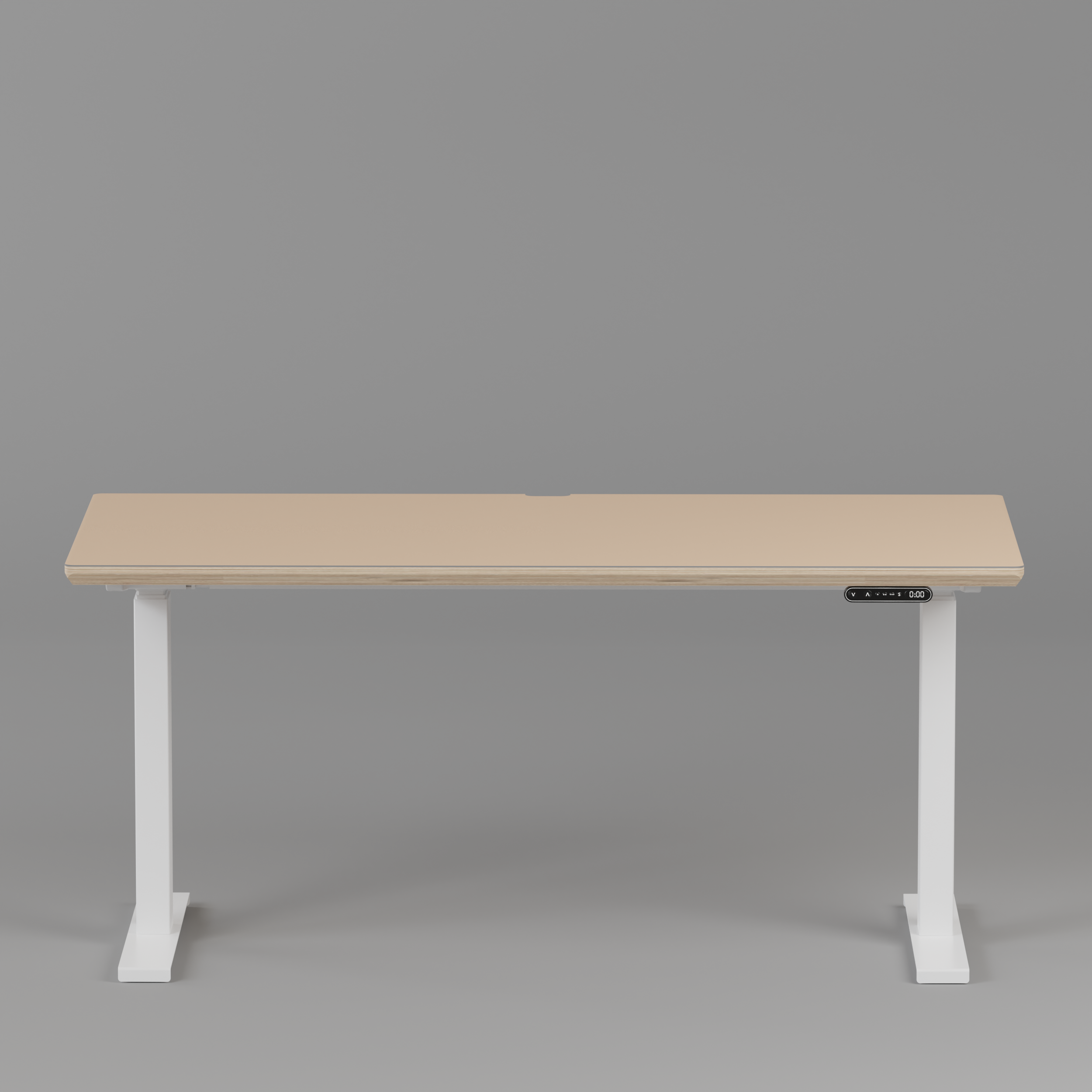 Model 301 Electric Standing Desk | Beige | 55 x 27 in | White Legs