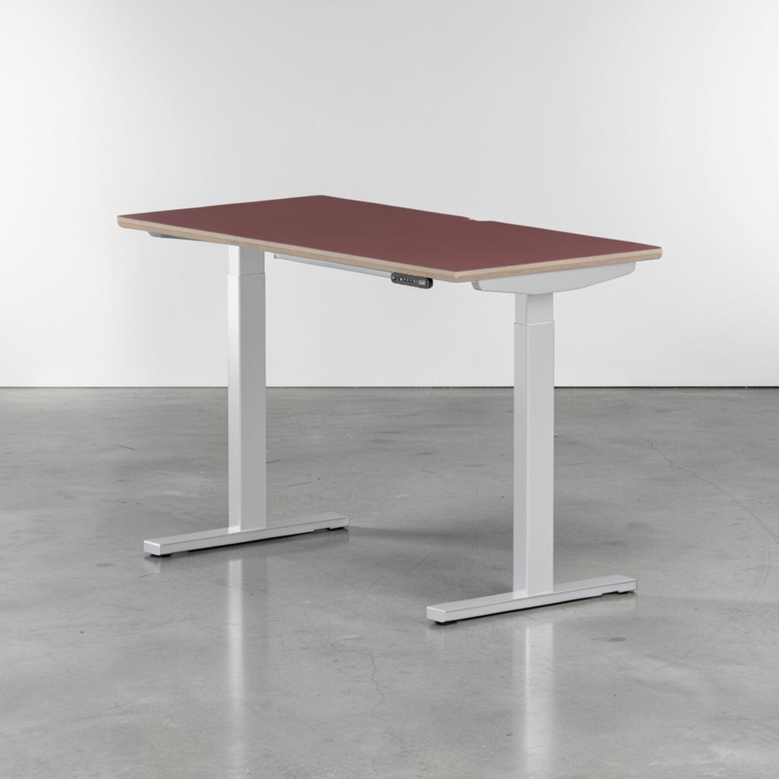 Model 301 | Height Adjustable Desk/Standing Desk (48"x24") | Rosso | White Legs