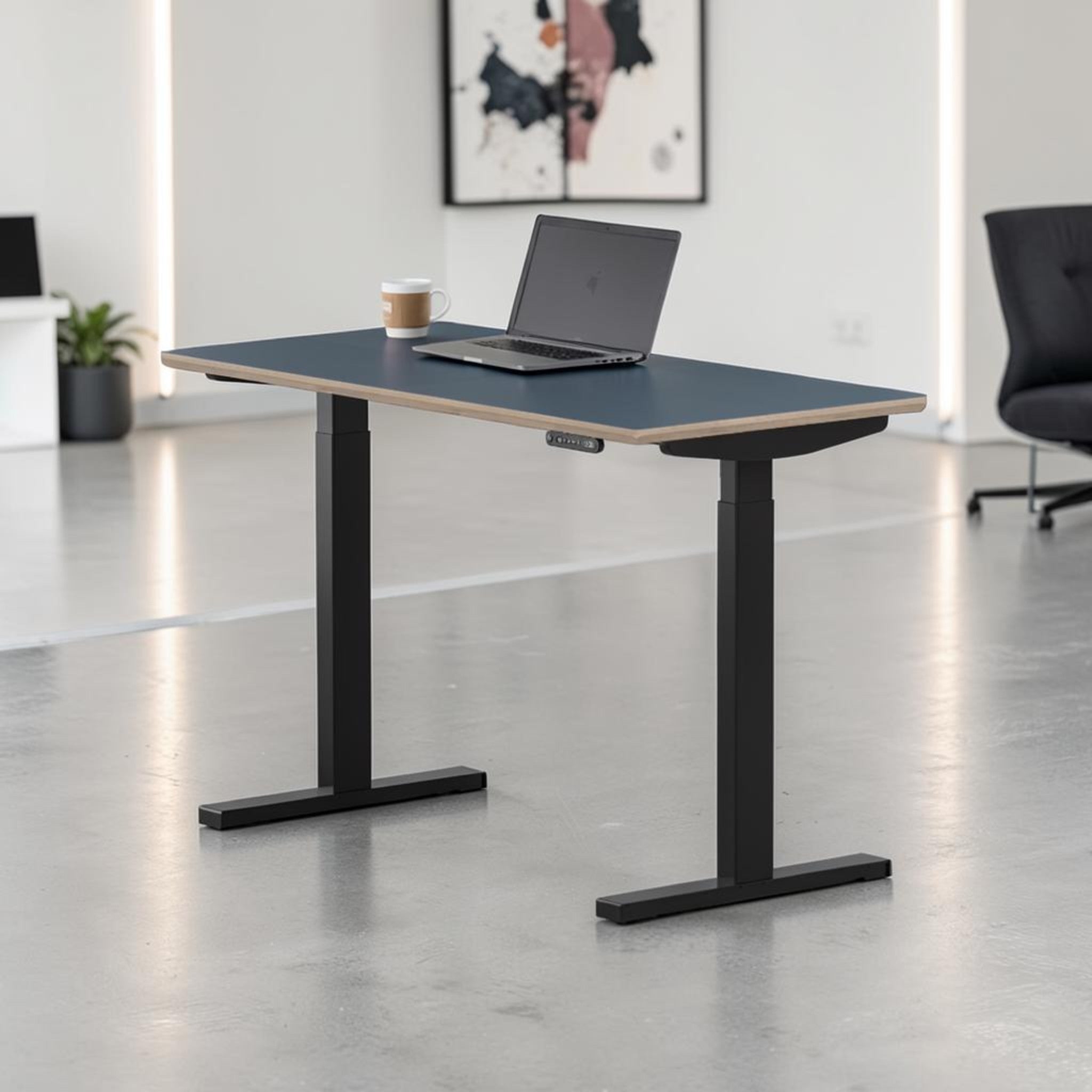 Model 301 | Height Adjustable Desk/Standing Desk (48"x24") | Yale Blue | Black Legs