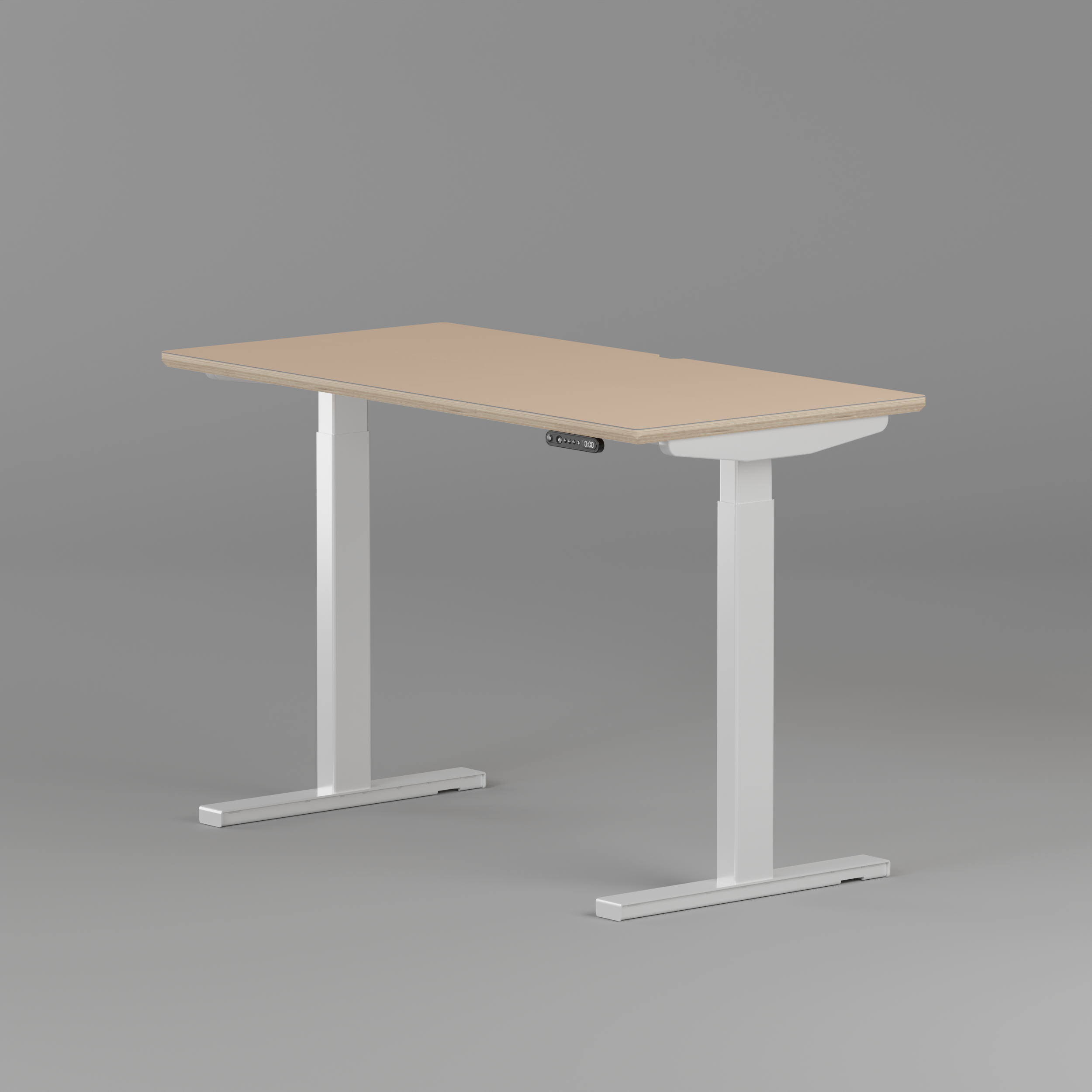 Model 301 | Height Adjustable Desk/Standing Desk (48"x24") | Beige | White Legs