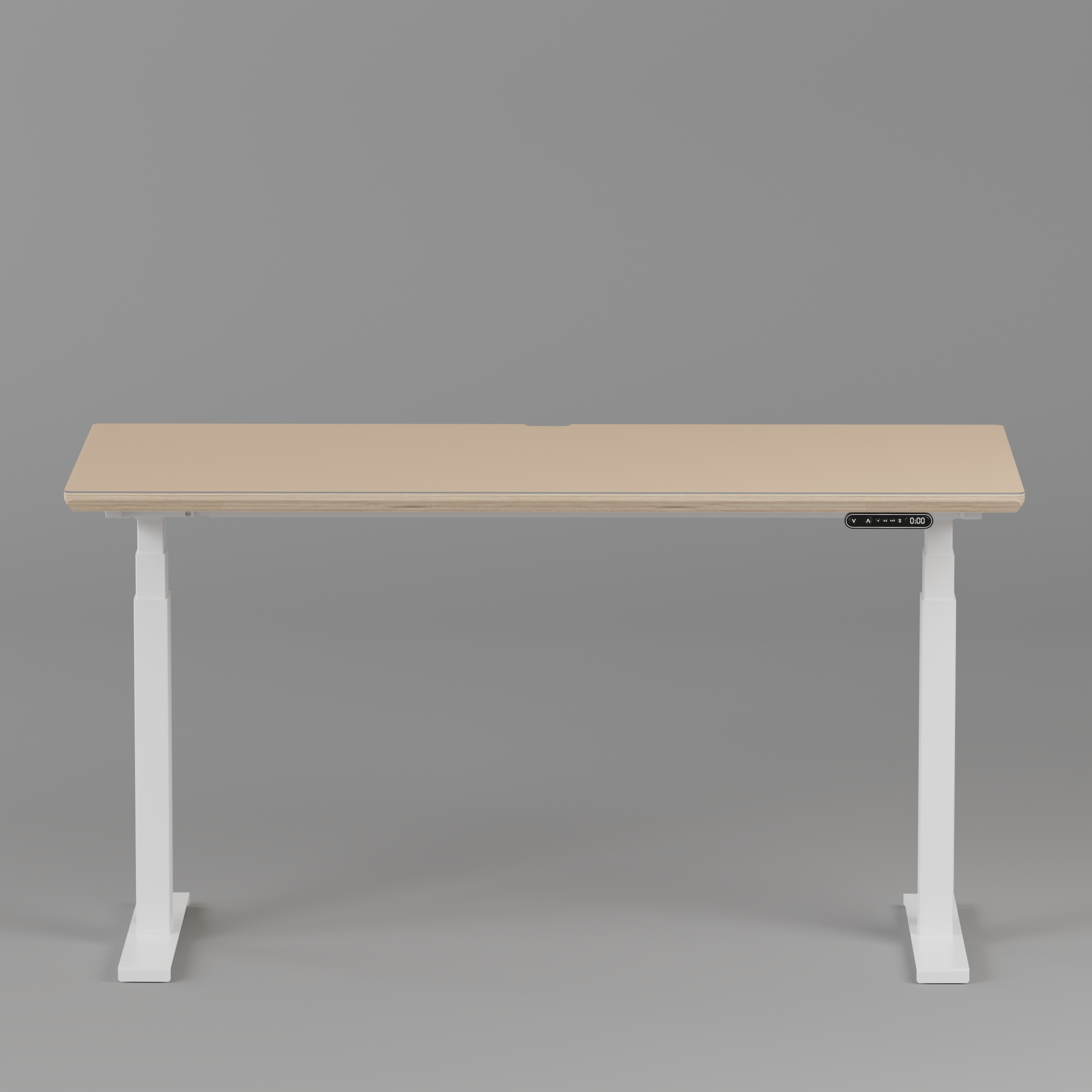 Model 301 Electric Standing Desk | Beige | 55 x 27 in | White Legs