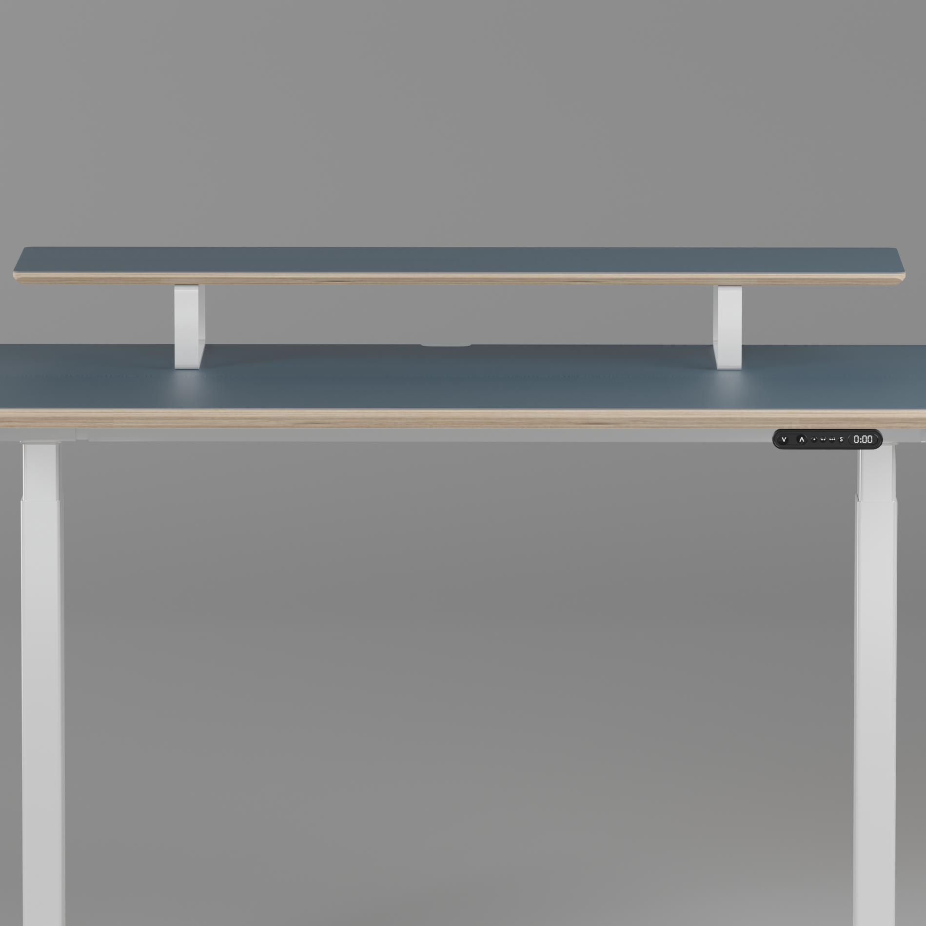 Model 301 | Height Adjustable Desk/Standing Desk (55"x27") | Yale Blue | White Legs
