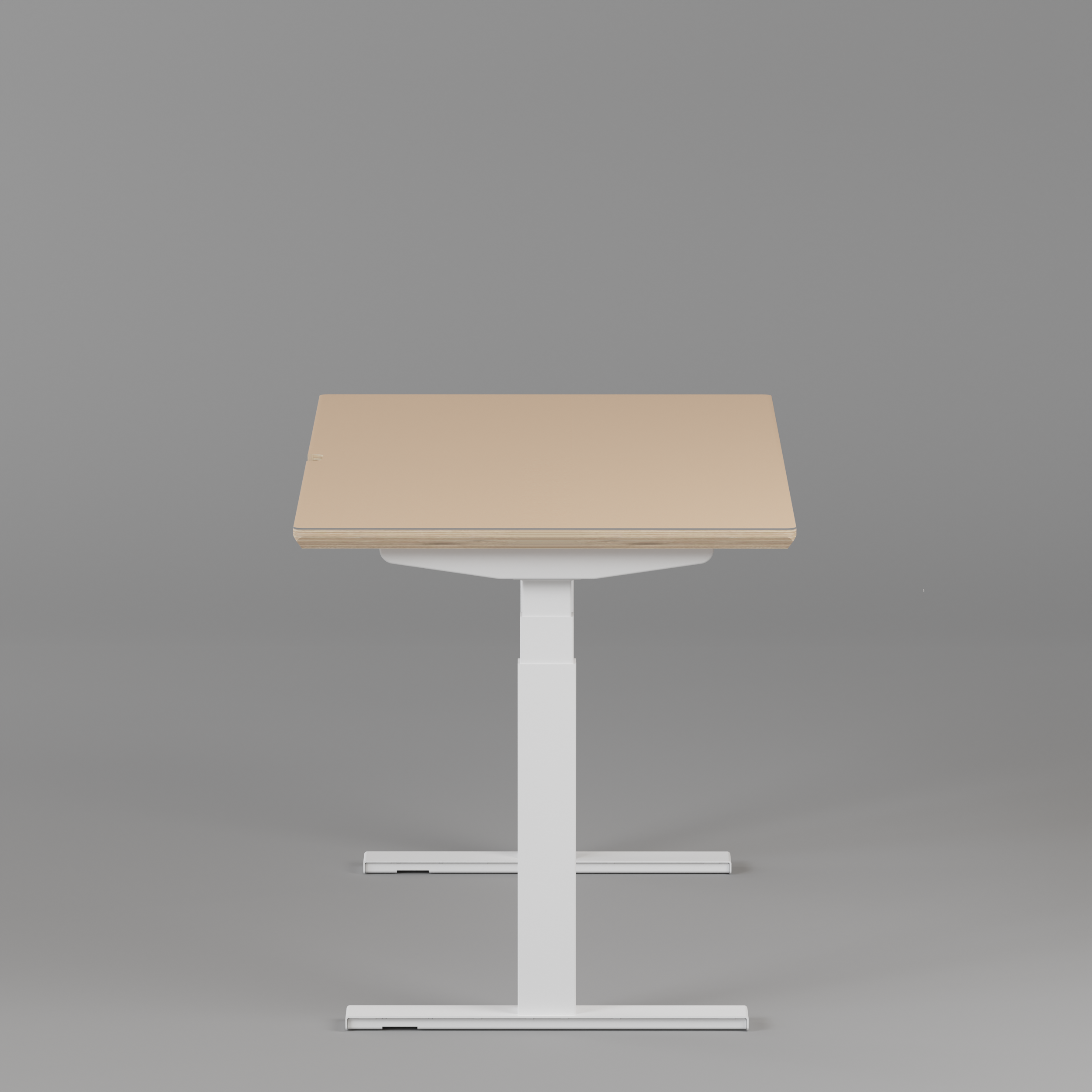 Model 301 Electric Standing Desk | Beige | 55 x 27 in | White Legs
