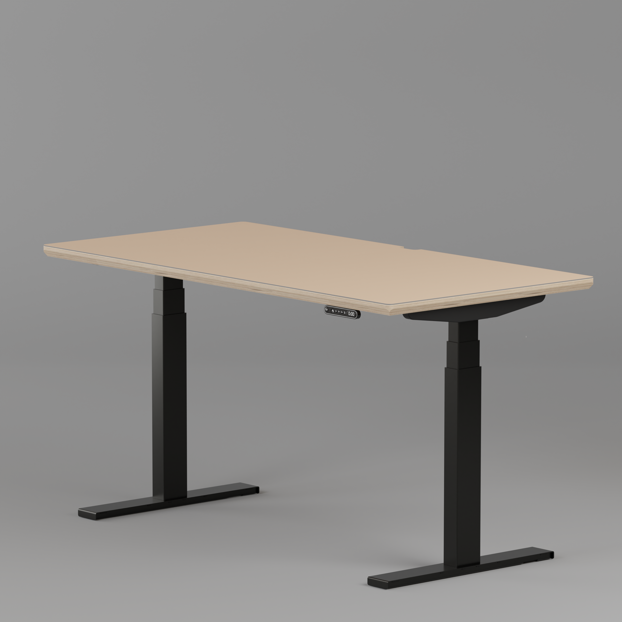 Model 301 Electric Standing Desk | Beige | 55 x 27 in | Black Legs