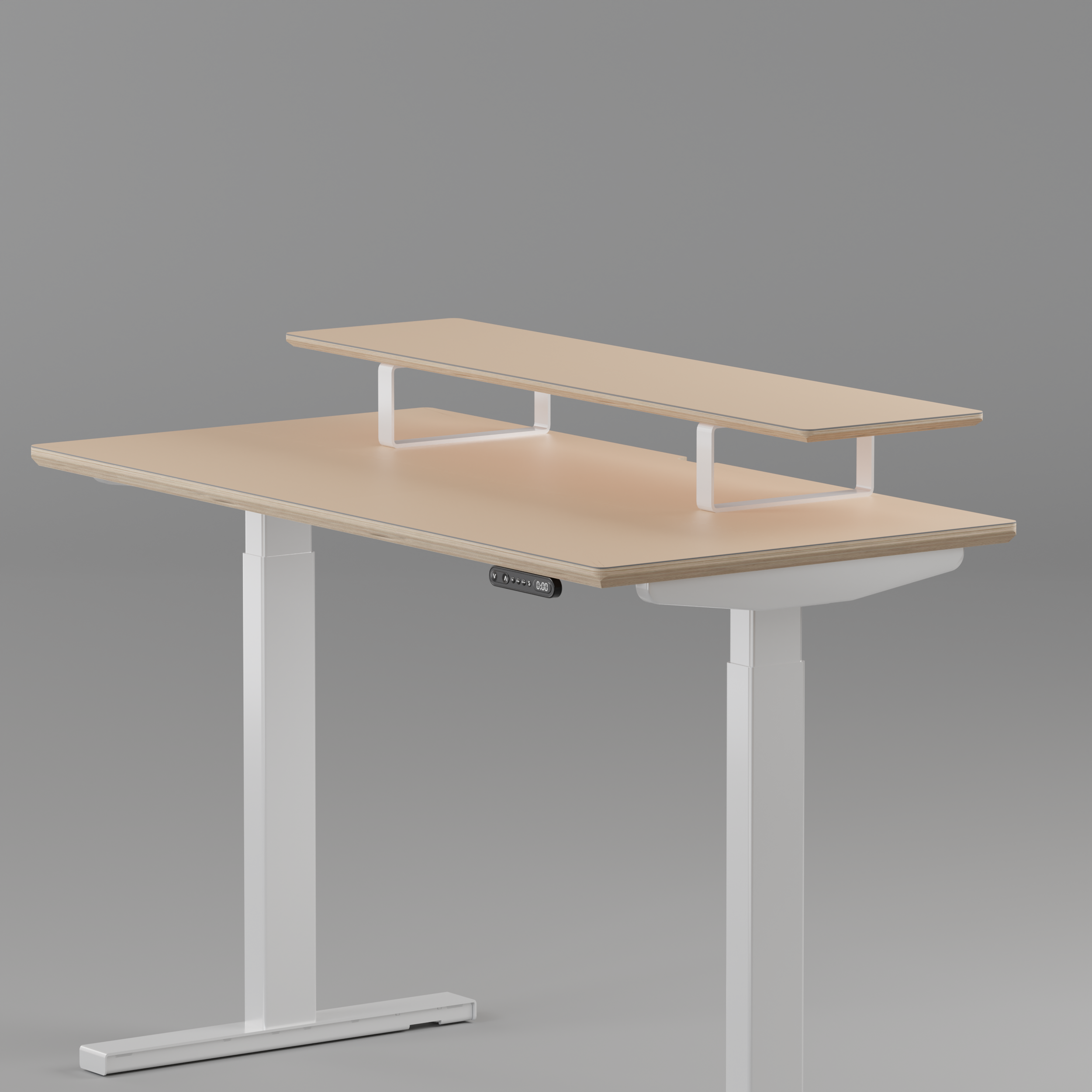 Model 301 | Height Adjustable Desk/Standing Desk (48"x24") | Beige | White Legs