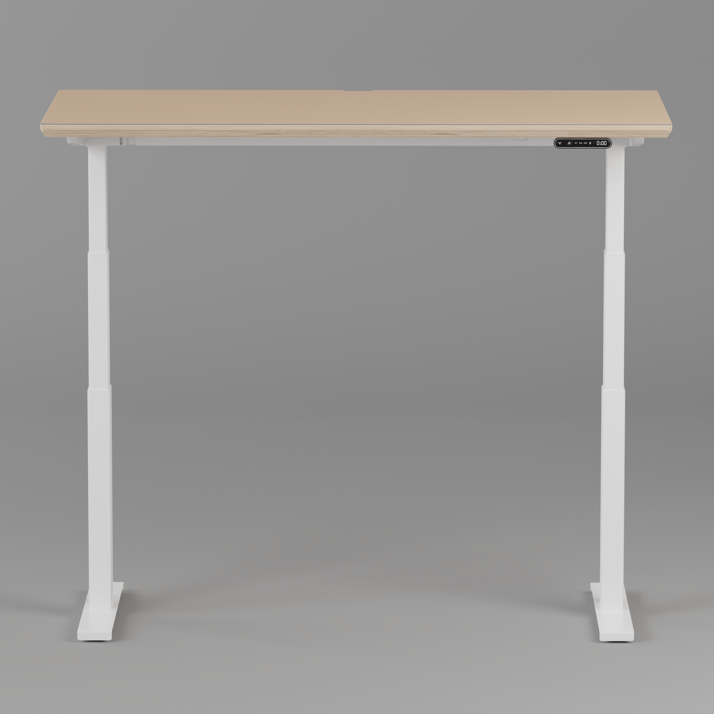 Model 301 Electric Standing Desk | Beige | 55 x 27 in | White Legs