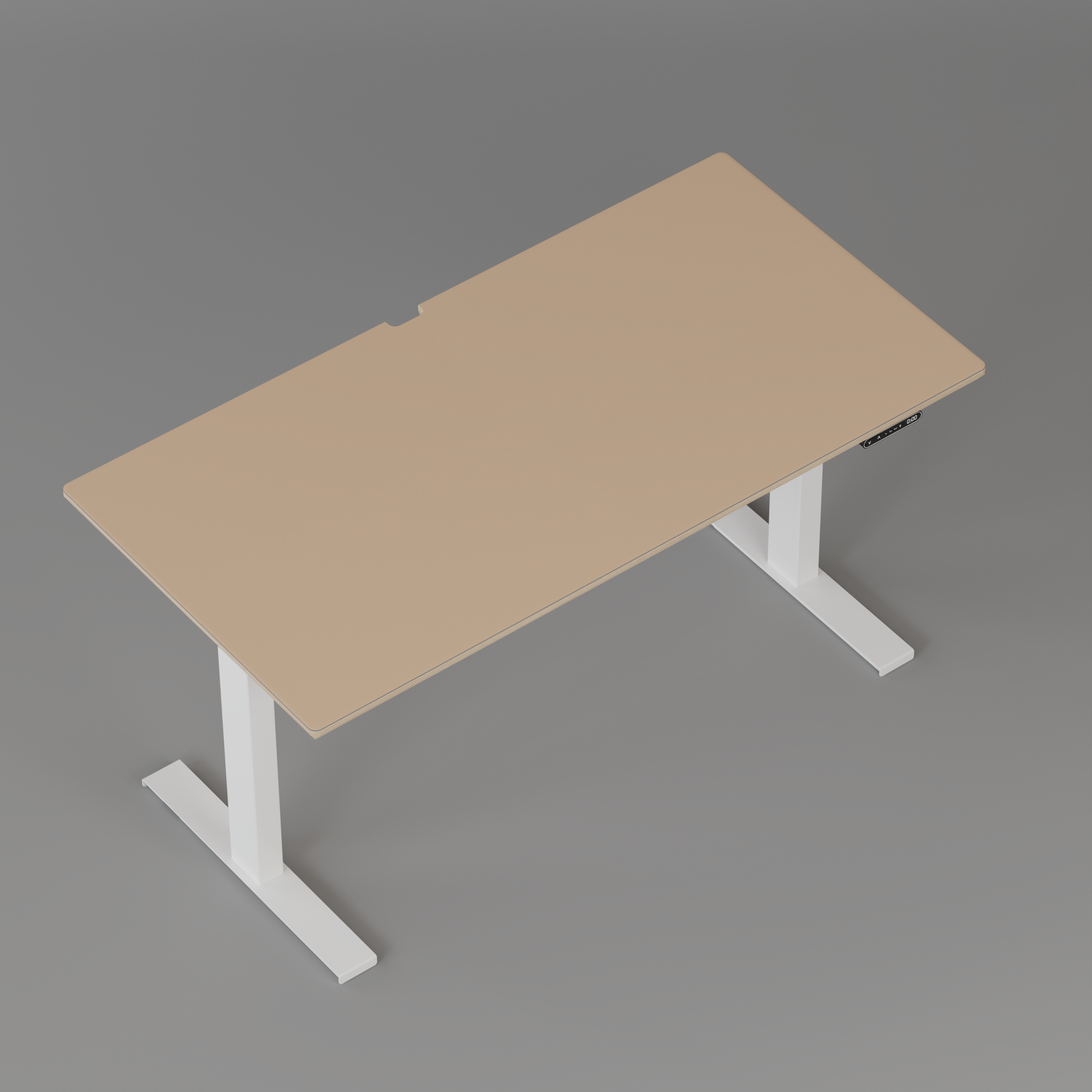 Model 301 Electric Standing Desk | Beige | 55 x 27 in | White Legs