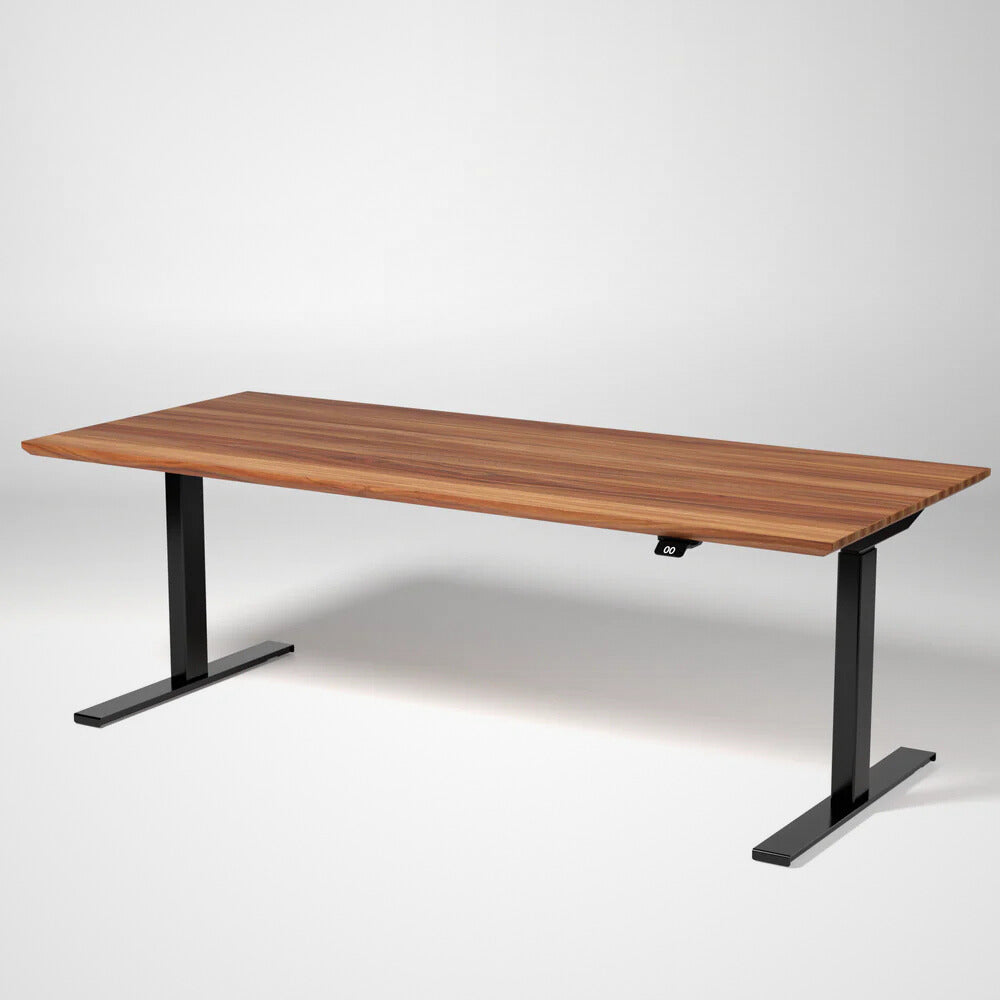 Model 304 | Pro High-Speed Solid-Wood Desk (68"x29") | Teak Wood | Black Legs