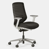 Pelicanwork ergonomic office chair black mesh back and seat with white frame and armrests