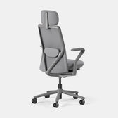 VerveChair ergonomic office chair grey with headrest and lumbar support, rear view