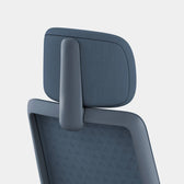 VerveChair ergonomic office chair headrest detail in cobalt blue