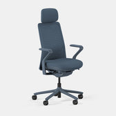 Pelicanwork Verve Chair ergonomic office chair in cobalt blue with headrest, front view