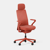 Verve Chair coral ergonomic office chair with headrest, modern design, front perspective