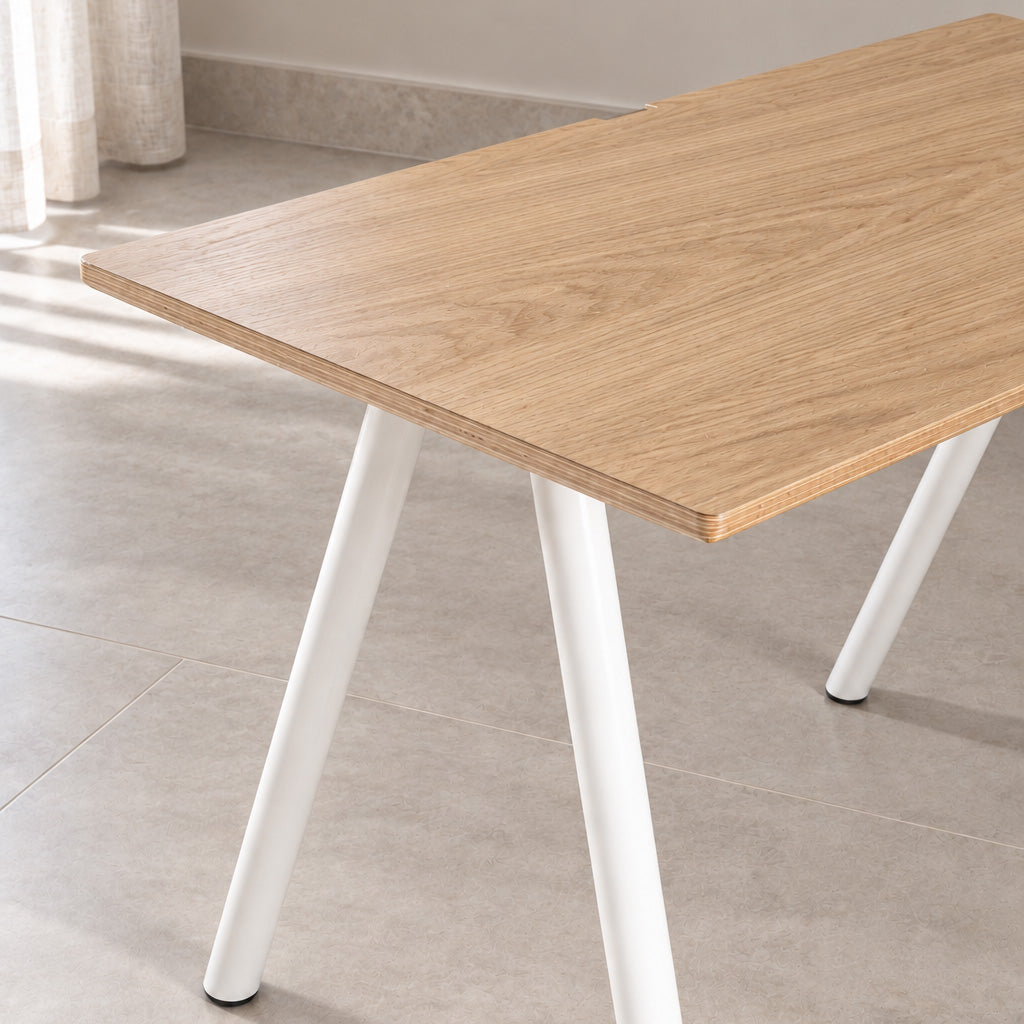 Model 203 Office Desk | Oak Veneer | White Legs