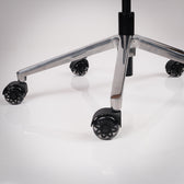 Pelicanwork ergonomic office chair chrome base and black caster wheels close-up