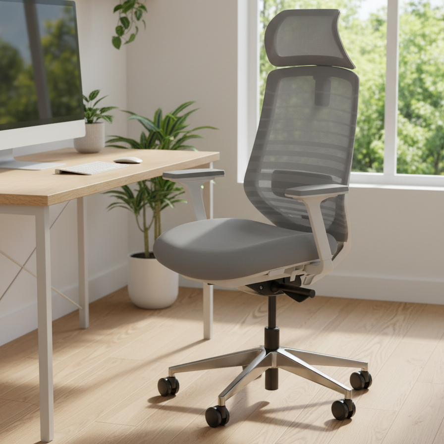 Model 11 Ergonomic Office Chair | Grey | Metal Base