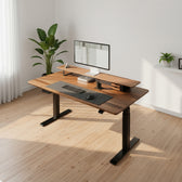 Pelicanwork walnut standing desk, height adjustable office desk in modern workspace