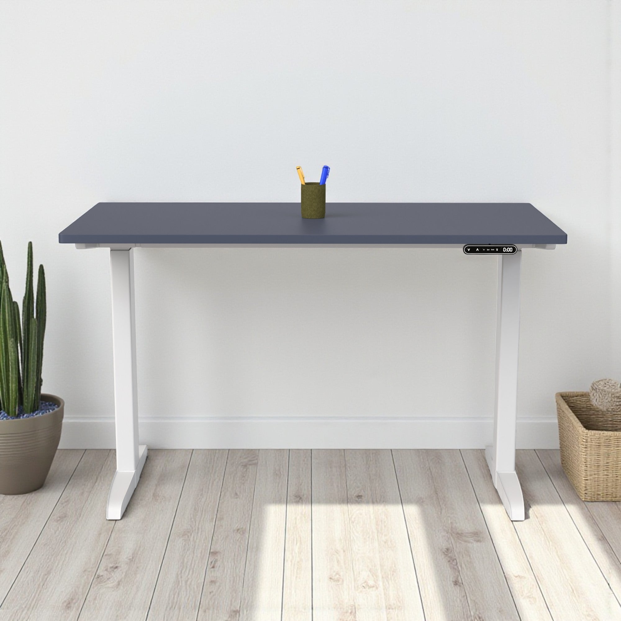 Model 301 | Everyday Electric Sit-Stand Desk (48"x24") | Blue | White Legs