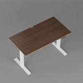 Model 301 Electric Standing Desk | Walnut Veneer | 55 x 27 in | White Legs