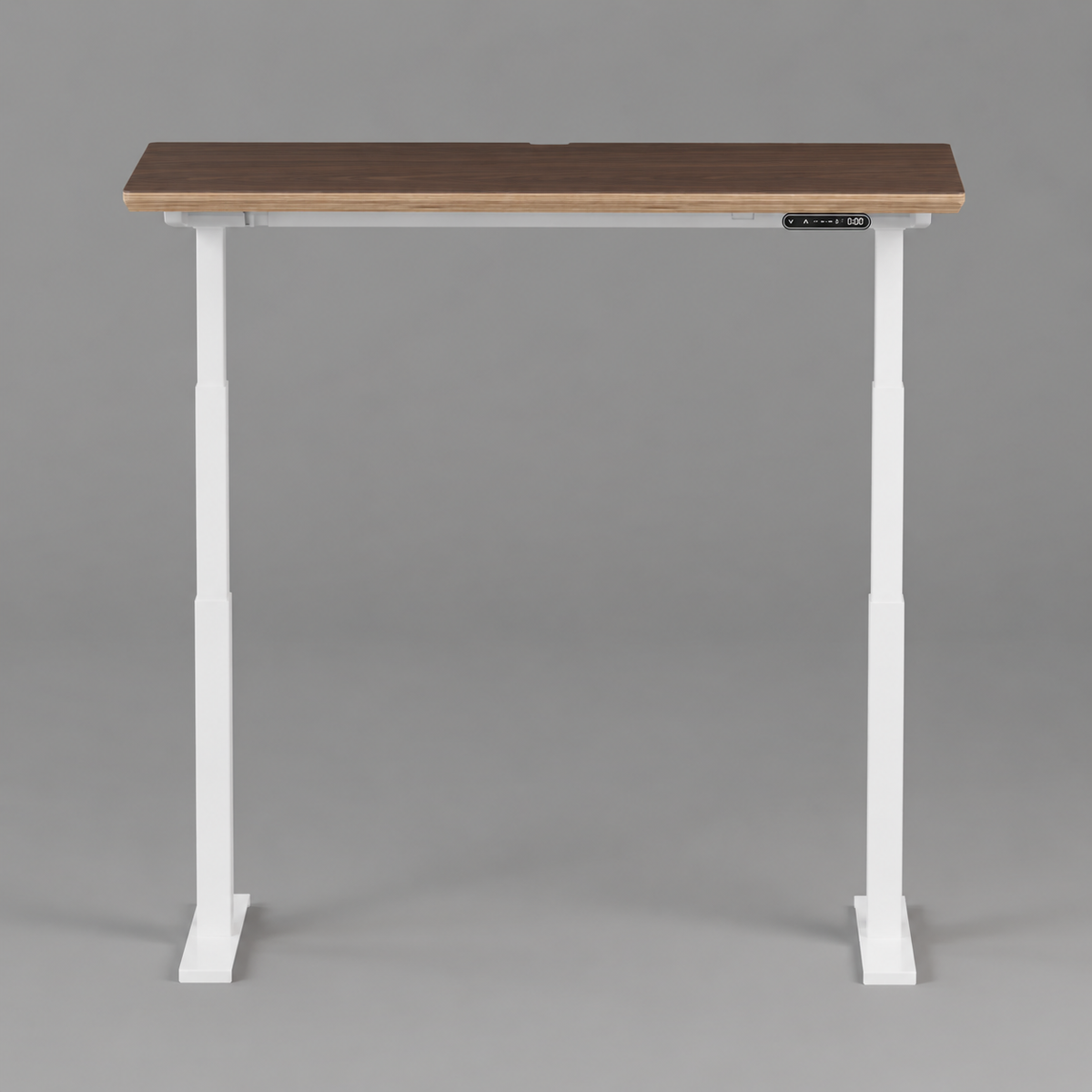 Model 301 Electric Standing Desk | Walnut Veneer | 55 x 27 in | White Legs