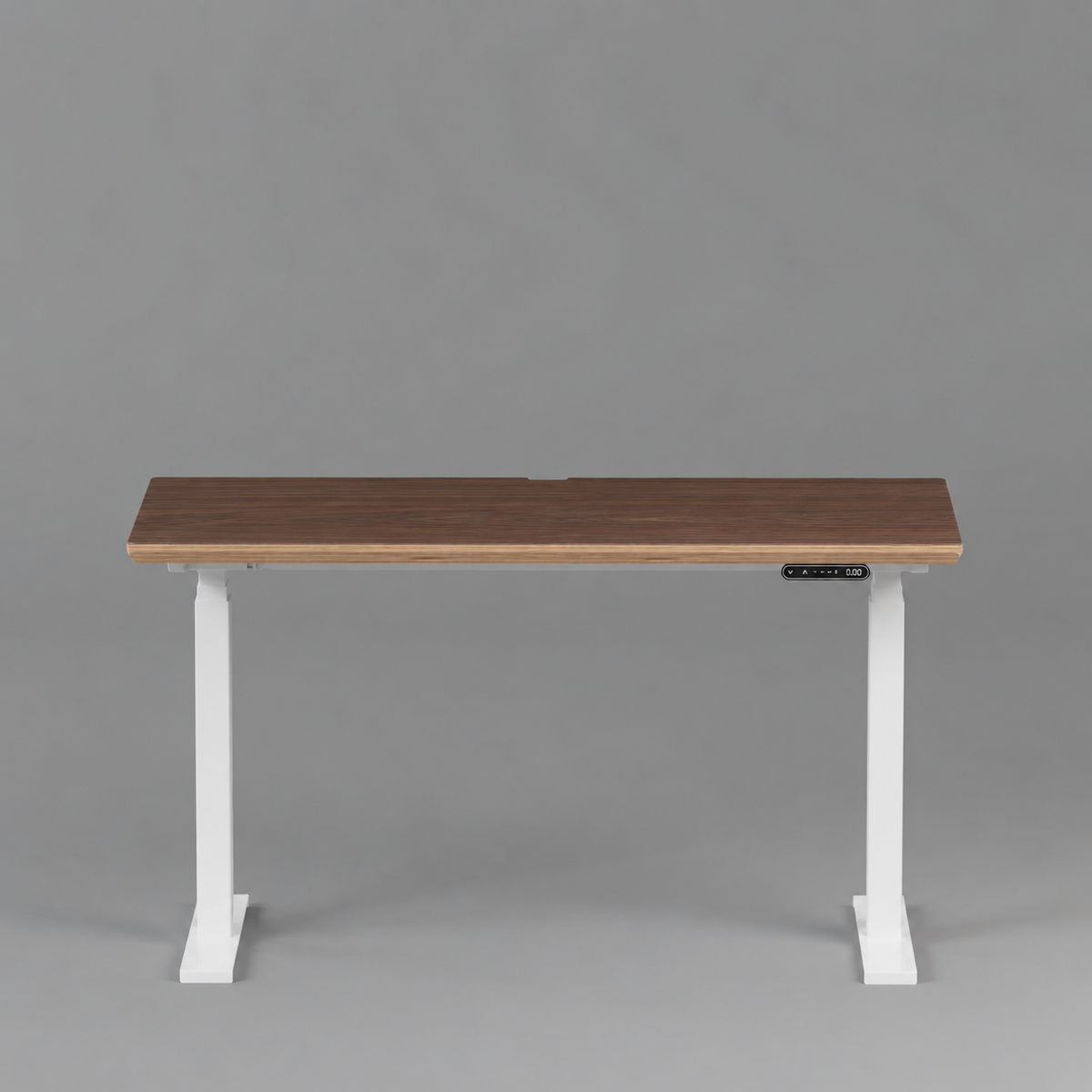 Model 301 Electric Standing Desk | Walnut Veneer | 55 x 27 in | White Legs