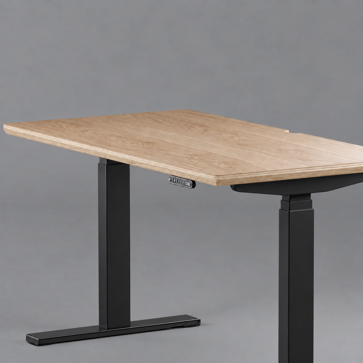 Model 301 Electric Standing Desk | Oak Veneer | 48 x 24 in | Black Legs