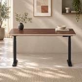 Model 301 Electric Standing Desk | Walnut Veneer | 55 x 27 in | Black Legs