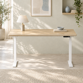 Model 301 Electric Standing Desk | Oak Veneer | 55 x 27 in | White Legs