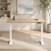 Model 301 Electric Standing Desk | Oak Veneer | 48 x 24 in | White Legs