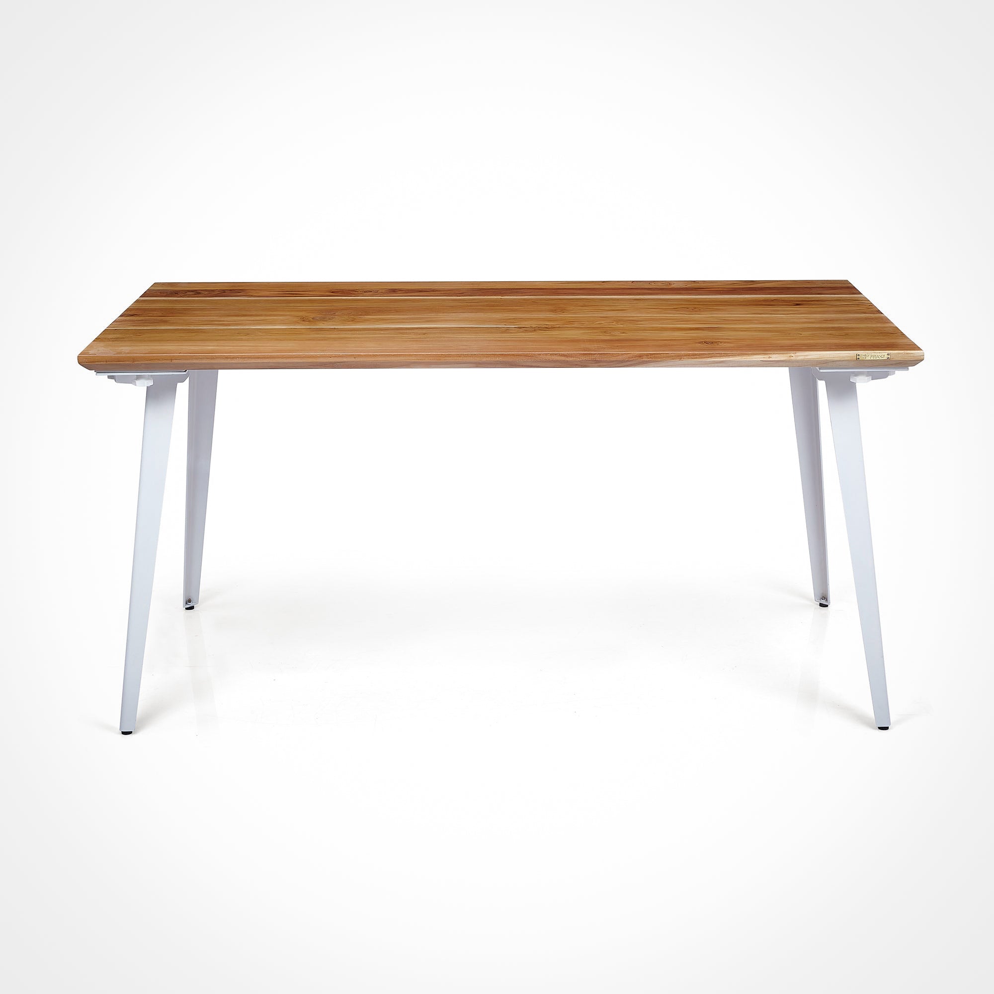 Model 205 Pro Desk (5x2.5 feet) - Solid Teak Wood/White Legs