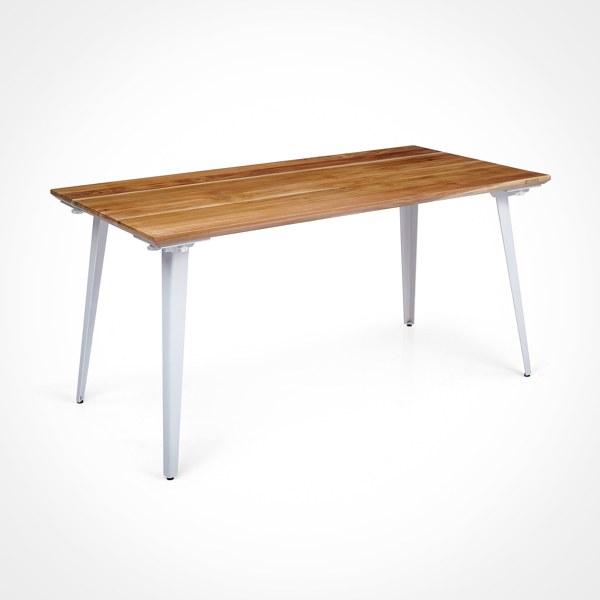 Model 205 Pro Desk (5x2.5 feet) - Solid Teak Wood/White Legs