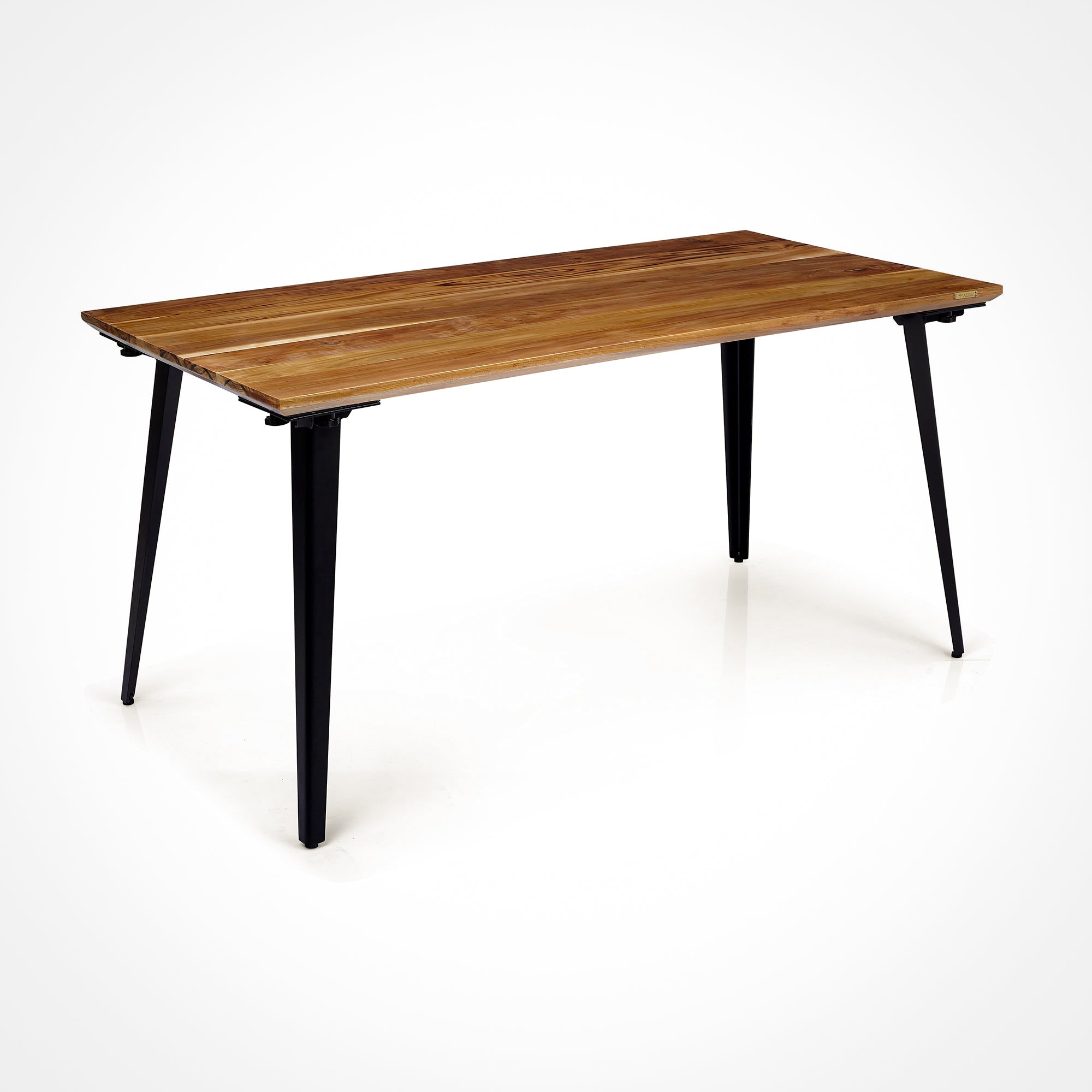 Model 205 Pro Desk (5x2.5 feet) - Solid Teak Wood/Black Legs