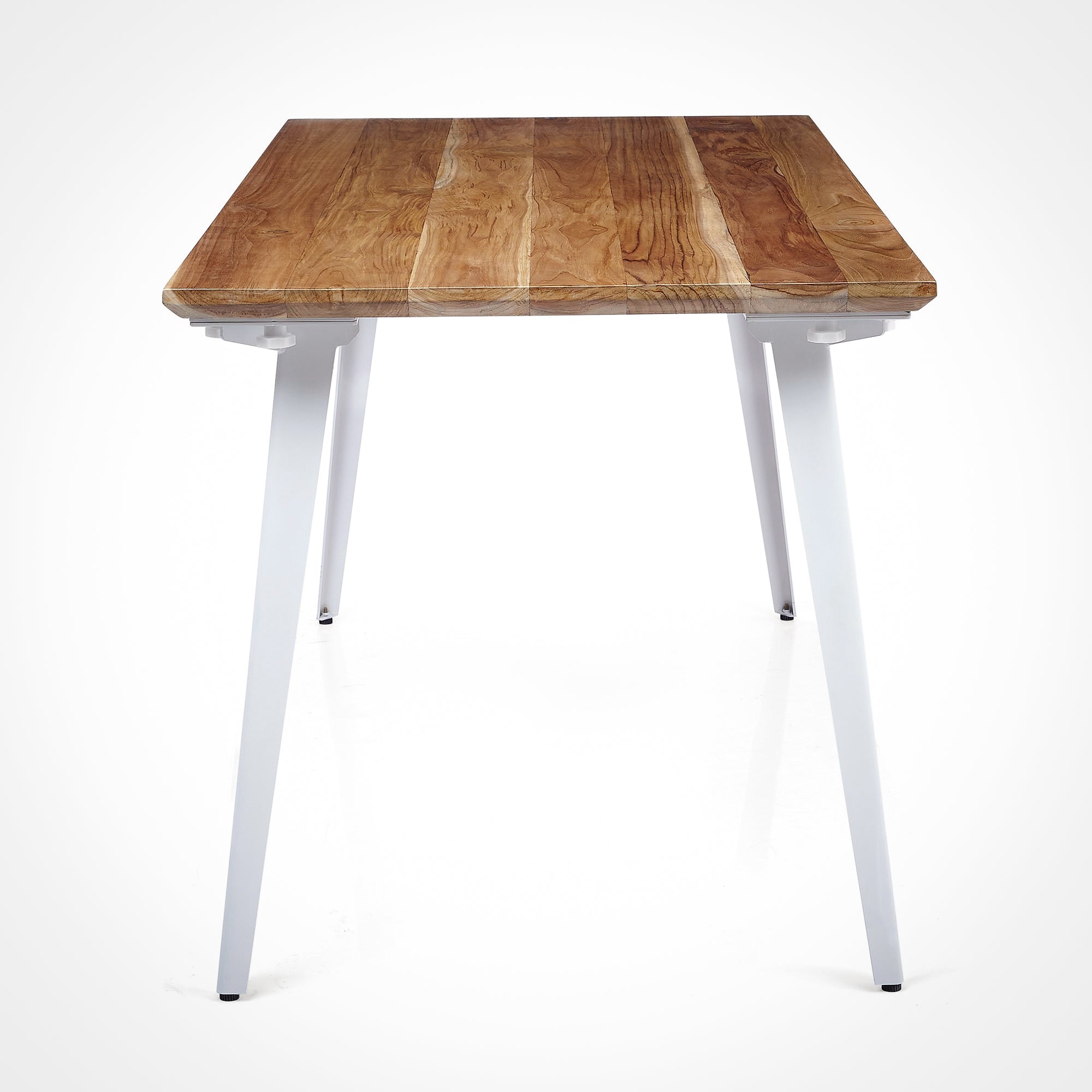 Model 205 Pro Desk (5x2.5 feet) - Solid Teak Wood/White Legs