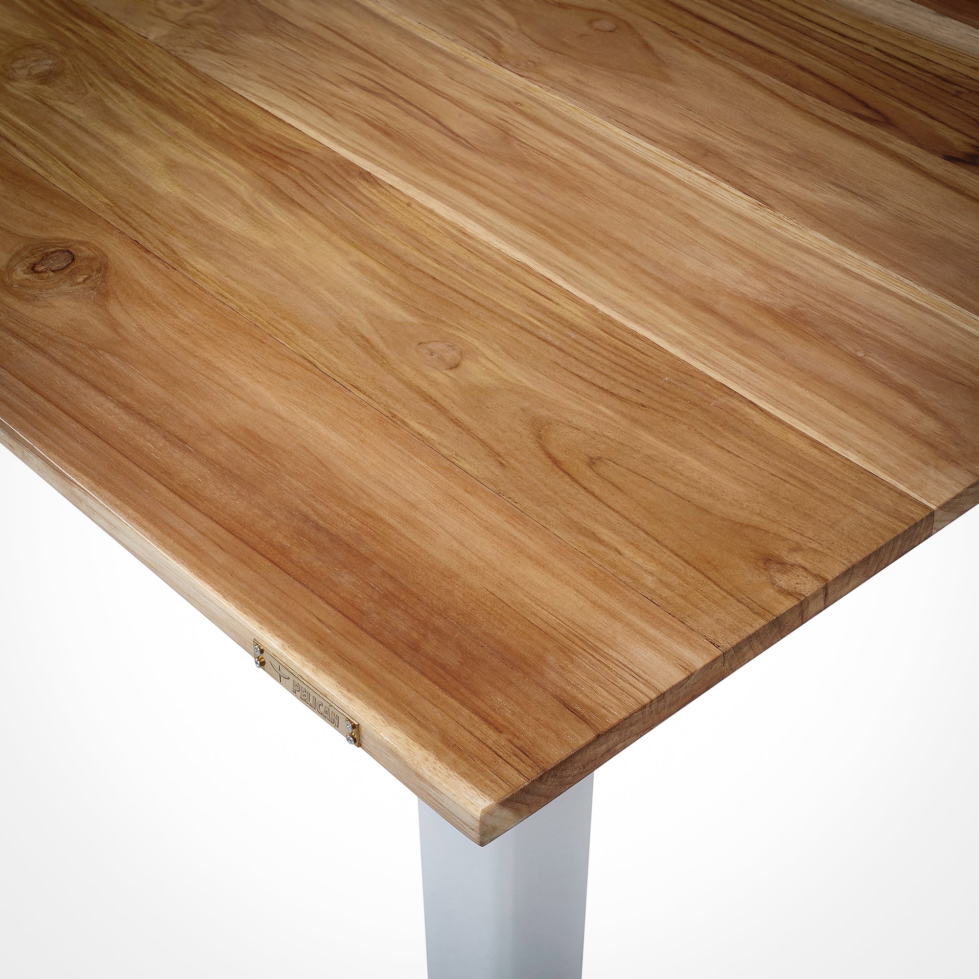 Model 205 Pro Desk (5x2.5 feet) - Solid Teak Wood/White Legs