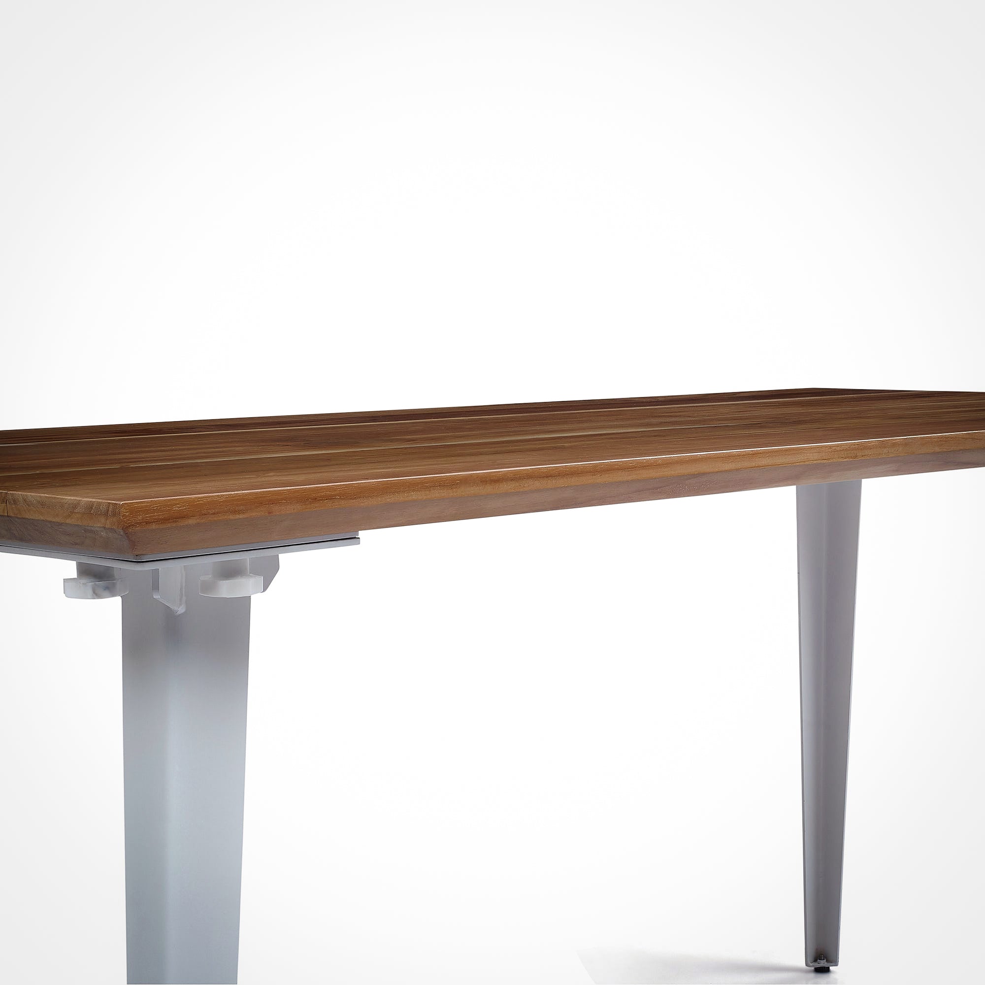 Model 205 Pro Desk (5x2.5 feet) - Solid Teak Wood/White Legs