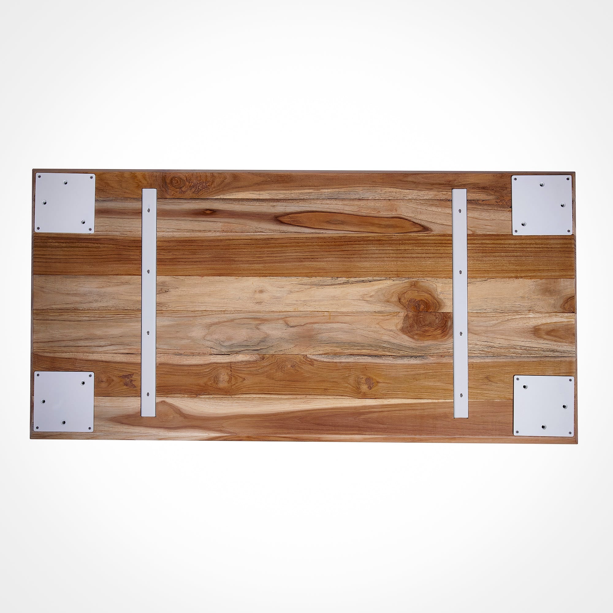 Model 205 Pro Desk (5x2.5 feet) - Solid Teak Wood/White Legs