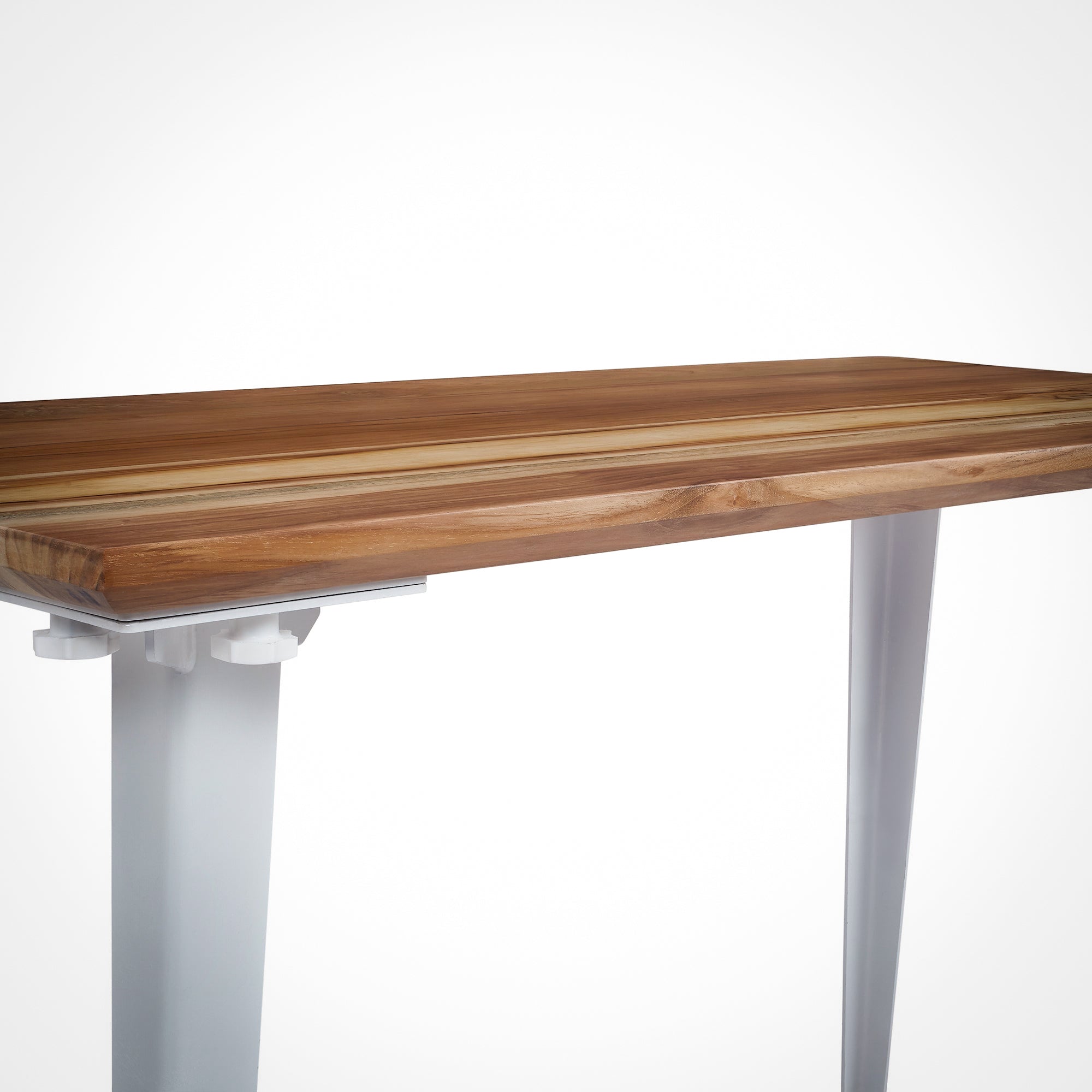 Model 205 Desk (4x2 feet) - Solid Teak Wood/White Legs