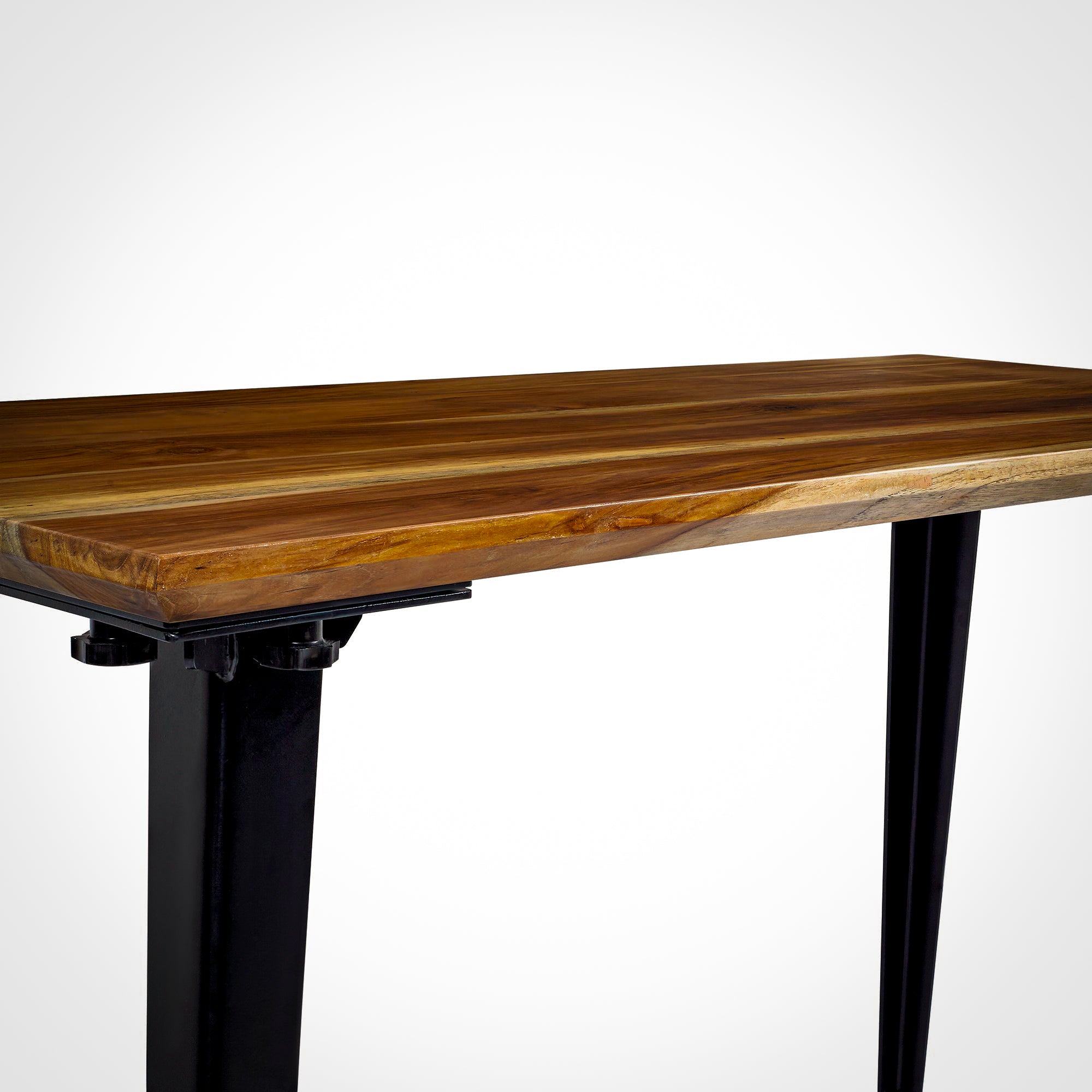 Model 205 Desk (4x2 feet) - Solid Teak Wood/Black Legs