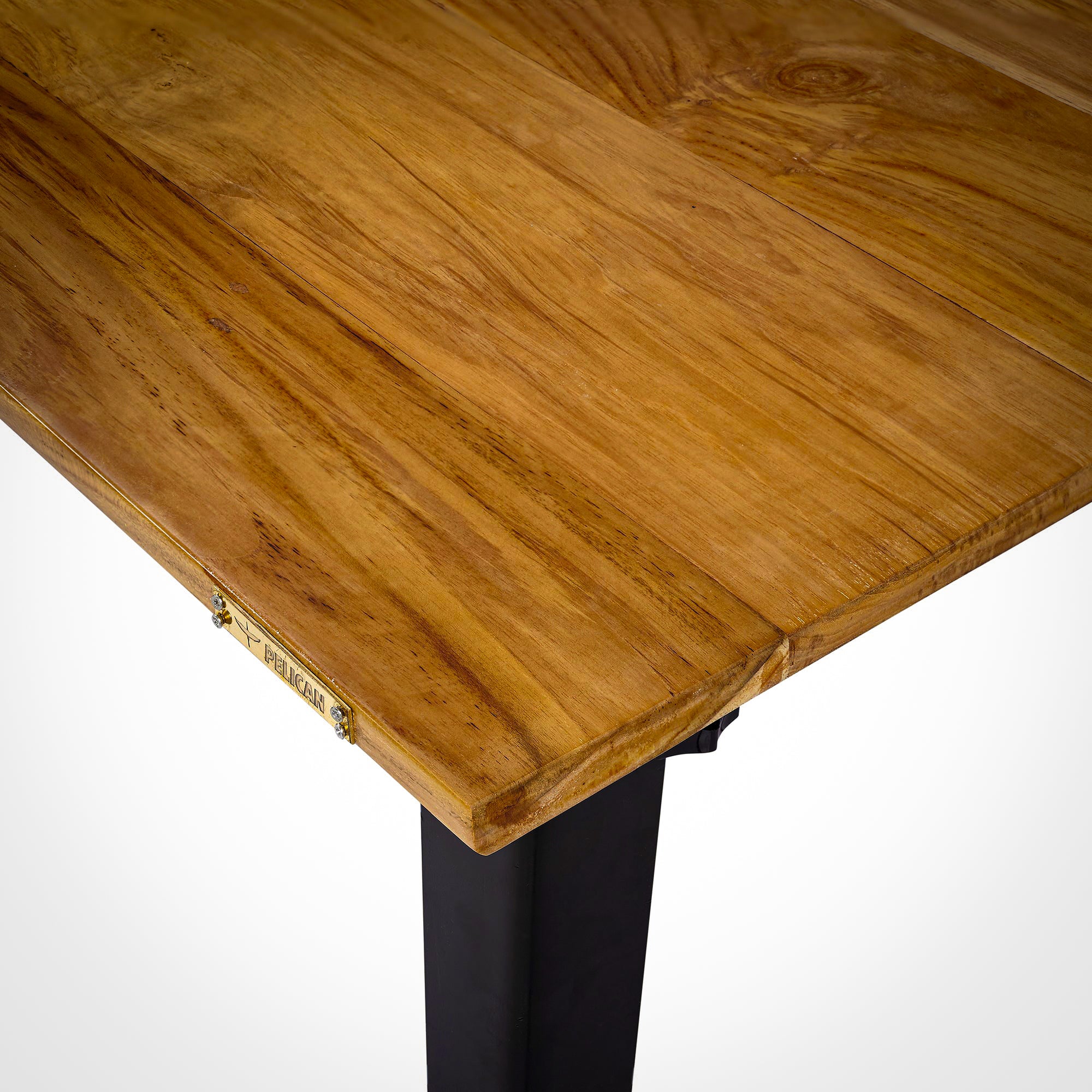 Model 205 Desk (4x2 feet) - Solid Teak Wood/Black Legs