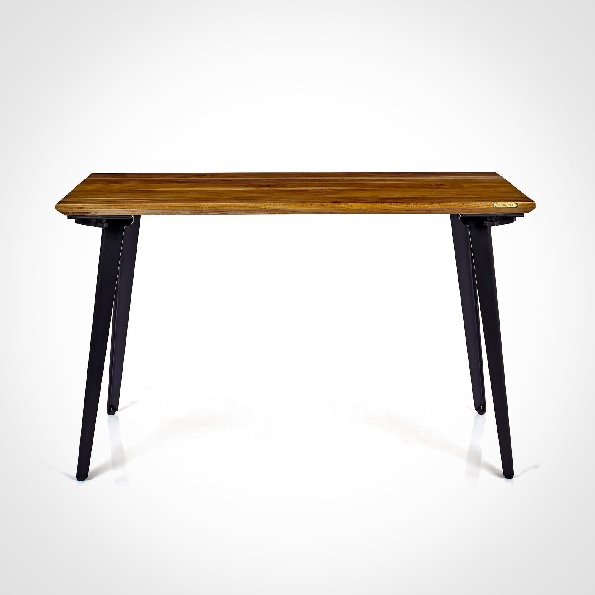 Model 205 Desk (4x2 feet) - Solid Teak Wood/Black Legs