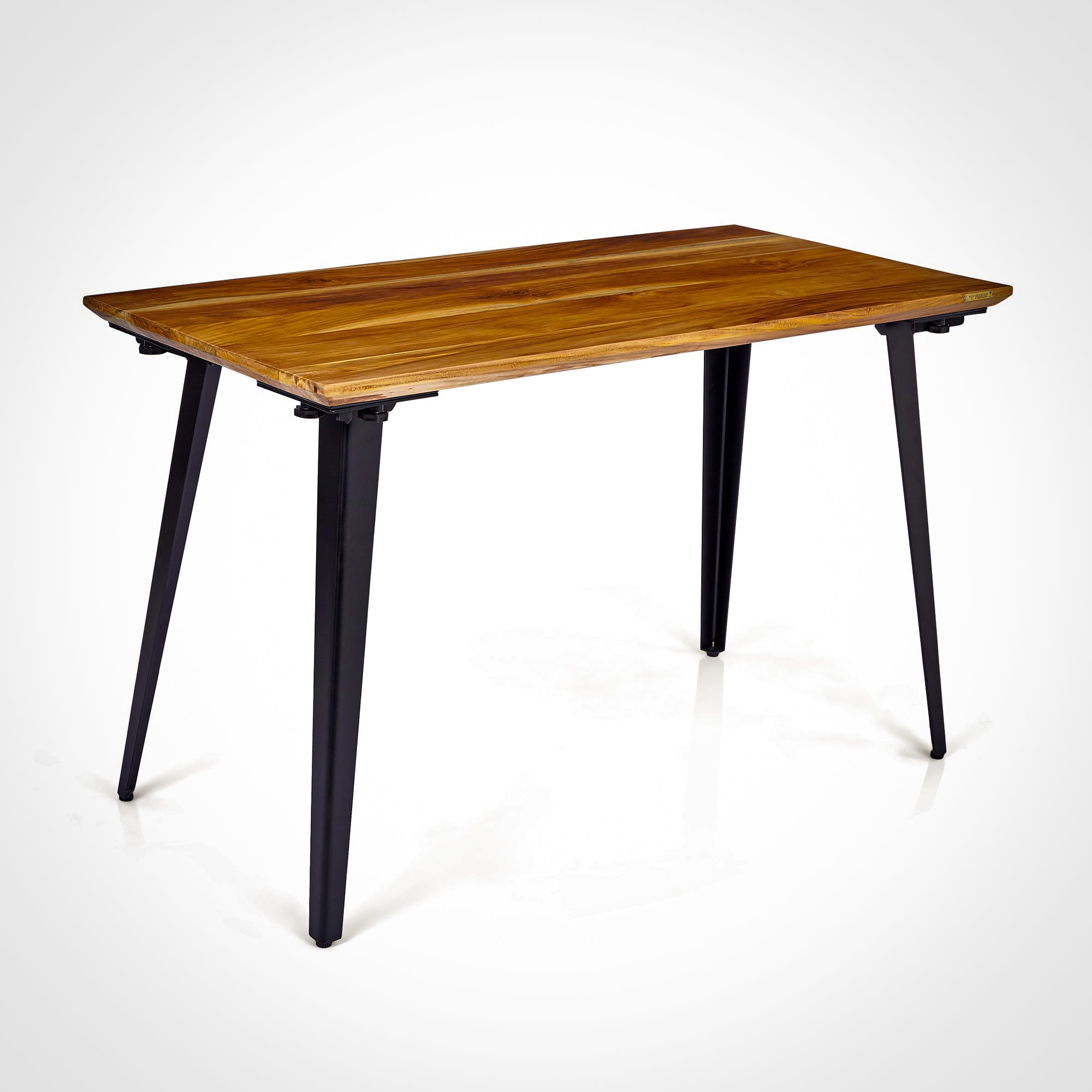 Model 205 Desk (4x2 feet) - Solid Teak Wood/Black Legs