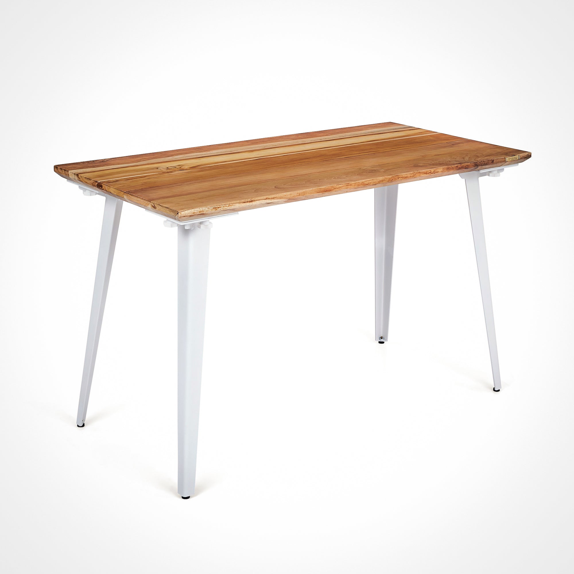 Model 205 Desk (4x2 feet) - Solid Teak Wood/White Legs