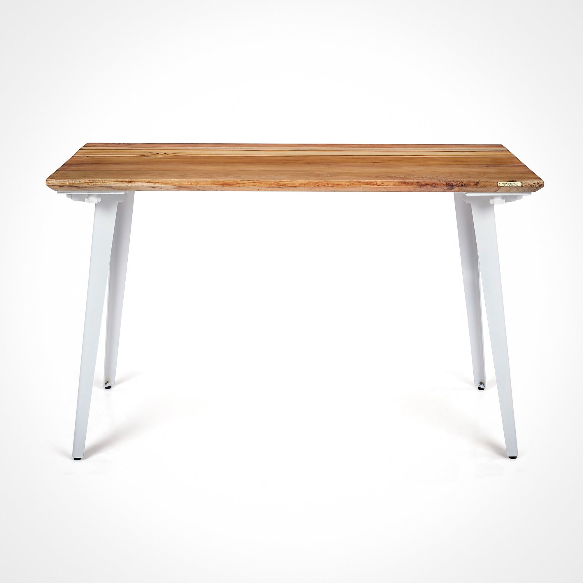 Model 205 Desk (4x2 feet) - Solid Teak Wood/White Legs